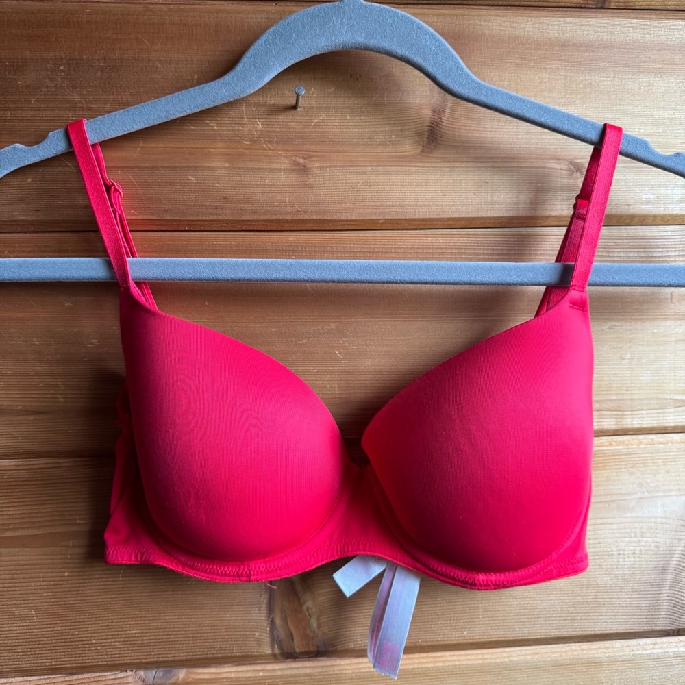 PINK Silky Red Bra | size 32D